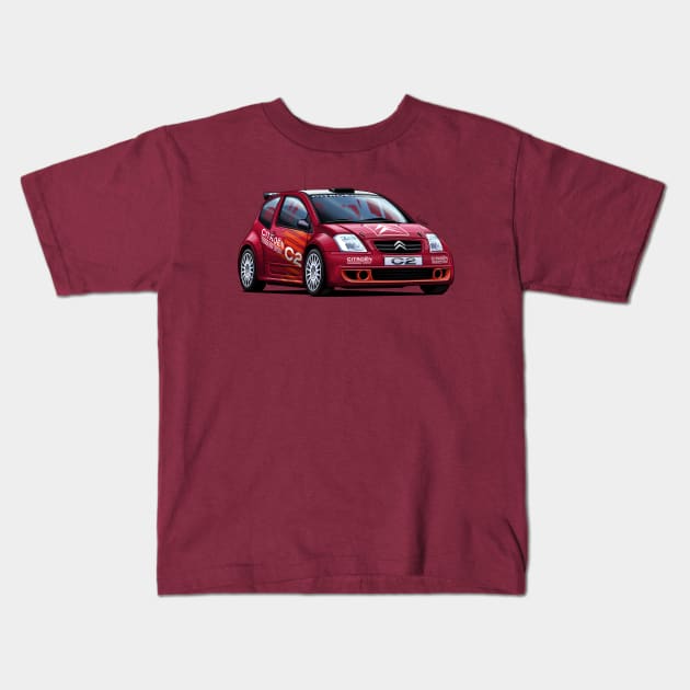 Citroen C2 S1600 - JWRC Kids T-Shirt by Mario Ramos Rally Art